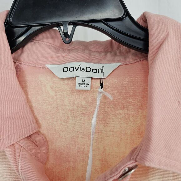 Davi & Dani Ella Denim Paint Splatter Button Down Dress In Pink Women's Sz Med - Picture 5 of 11